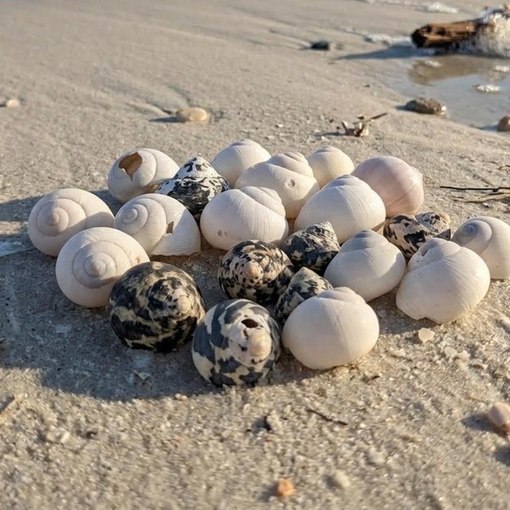 20pc Natural Moon Shells and Turban Shells Mixed Lot Beach Decor Crafting